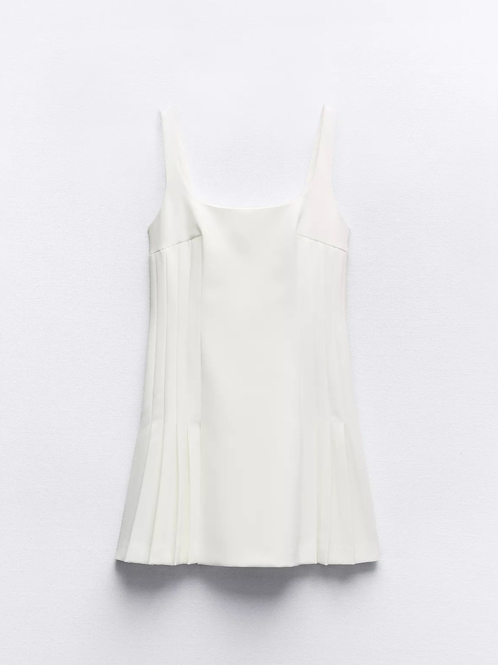 Zara Cream Pleated Tank Mini Dress